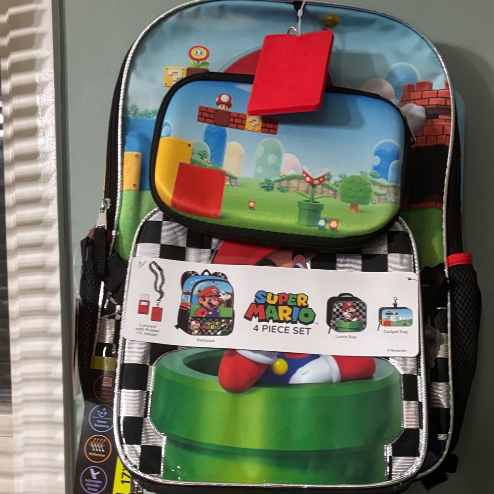 Nintendo Super Mario Backpack Set - Red, Blue, Green
